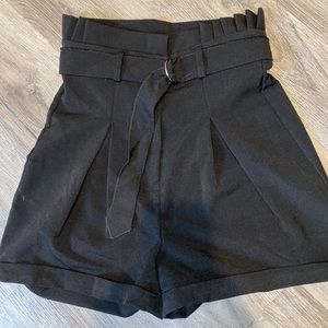 Super high waisted paper bag shorts with belt